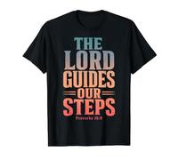 The Lord Guides Our Steps Proverbs 16:9 Bible Verse Value Graphic T-Shirt, Men, Black, L