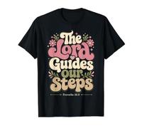 The Lord Guides Our Steps Proverbs 16:9 Bible Verse Value Graphic T-Shirt, Men, Black, L