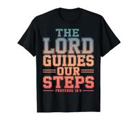 The Lord Guides Our Steps Proverbs 16:9 Bible Verse Value Graphic T-Shirt, Men, Black, L
