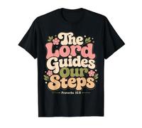 The Lord Guides Our Steps Proverbs 16:9 Bible Verse Value Graphic T-Shirt, Men, Black, XL