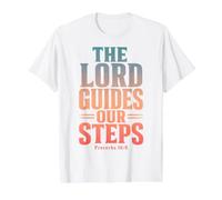 The Lord Guides Our Steps Proverbs 16:9 Bible Verse Value Graphic T-Shirt, Men, White, L