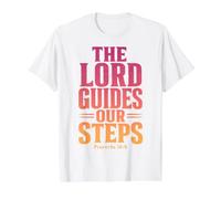 The Lord Guides Our Steps Proverbs 16:9 Bible Verse Value Graphic T-Shirt, Men, White, L