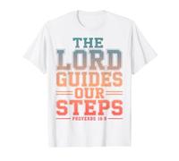 The Lord Guides Our Steps Proverbs 16:9 Bible Verse Value Graphic T-Shirt, Men, White, L