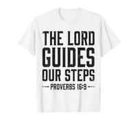 The Lord Guides Our Steps Proverbs 16:9 Bible Verse Value Graphic T-Shirt, Men, White, L