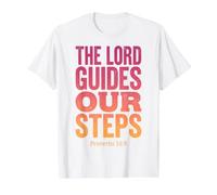 The Lord Guides Our Steps Proverbs 16:9 Bible Verse Value Graphic T-Shirt, Men, White, L