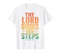 The Lord Guides Our Steps Proverbs 16:9 Bible Verse Value Graphic T-Shirt, Men, White, XL