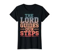 The Lord Guides Our Steps Proverbs 16:9 Bible Verse Value Graphic T-Shirt, Women, Black, L