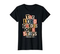 The Lord Guides Our Steps Proverbs 16:9 Bible Verse Value Graphic T-Shirt, Women, Black, M