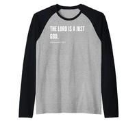 The Lord is a Just God Bible Verse Quote Statement Raglan Baseball Tee