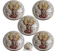 The Lord Is a Warrior - Faith & Victory Commemorative Coin, Religious Challenge Coin with Angel Dragon Design, Bible Scripture Collectible Coin, Christian Gift for Men Women (5PCS)