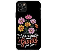 The Lord Is Greater Than Giants Floral Christian Jesus Quote Case for iPhone 11 Pro Max