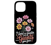 The Lord Is Greater Than Giants Floral Christian Jesus Quote Case for iPhone 15
