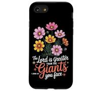 The Lord Is Greater Than Giants Floral Christian Jesus Quote Case for iPhone SE (2020) / 7/8