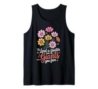 The Lord is Greater Than Giants Floral Christian Jesus Quote Tank Top