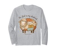 The Lord is My Shepherd Christian Easter Sheep Patchwork Long Sleeve T-Shirt