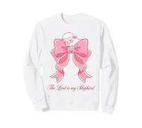 The Lord Is My Shepherd Cute Lamb Pink Coquette Bow Sweatshirt
