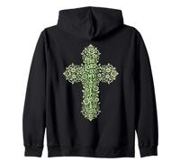 The Lord Is My Shepherd Floral Vine Rose Cross Zip Hoodie
