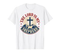 The Lord is My Shepherd Psalm 23 God Jesus Christ Faith Value Graphic T-Shirt, Men, White, S