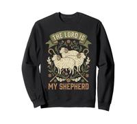 The Lord Is My Shepherd Psalm 23 Retro Earth Tone Sheep Sweatshirt