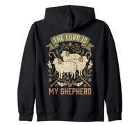 The Lord Is My Shepherd Psalm 23 Retro Earth Tone Sheep Zip Hoodie