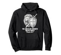 The Lord Is My Strength And My Shield Psalm 28 7 Lion Faith Pullover Hoodie
