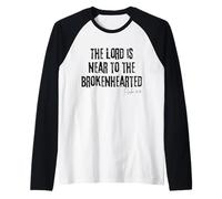 The Lord is Near to The Brokenhearted Psalm 34:18 Bible Raglan Baseball Tee