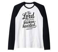 The Lord Near The Broken Hearted Bible Verse Christian Faith Raglan Baseball Tee