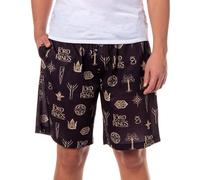 The Lord of The Rings Pajamas Men's Tree of Gondor Crown Rune PJ Lounge Shorts, Black, L