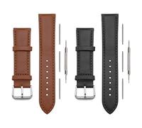 The Lord of the Tools 2PCS 18mm Leather Watch Straps with Remove Tool Waterproof Sweatproof Replacement Watch Bands for Men Women 1PC Black & 1PC Brown