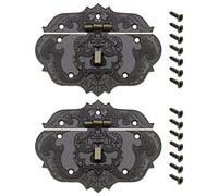The Lord of the Tools 2PCS Antique Hasp Latch Vintage Bronze Clasp Jewelry Box Decorative Lock with Screws for Vintage Wooden Box Gift Box Wine Box Toolbox 8.5x6.3cm