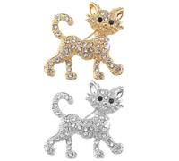 The Lord of the Tools 2pcs Diamond Embedded Cat Brooch Crystal Cat Brooch Rhinestone Cat Brooch Alloy Rhinestone Cat Shaped Clothes Brooch Gold Silver Cat Brooch Pin