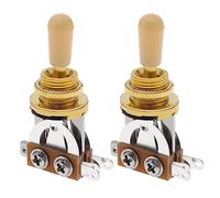 The Lord of the Tools 2PCS Electric Guitar 3 Way Toggle Switch Compatible with Les Paul Style Electric Guitar Pickup Selector Switch with Gold Tip Knob Cap