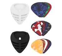 The Lord of the Tools 2PCS Guitar Pick Holder & 15PCS Guitar Picks 0.46mm 0.71mm 0.96mm Stick-on Spring Pick Holder Plectrums for Electric/Acoustic/Classic Guitar Bass Ukulele