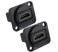 The Lord of the Tools 2pcs HDMI Straight D-type Panel Adapter Connector Female to Female Glod Plated Flat Head Connector for TV Laptop Projector