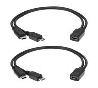 The Lord of the Tools 2pcs Type C Female to USB C + Micro USB Male Y-shaped Extension Cable 0.3m Suitable for Mobile Phone Small Fan Flashlight
