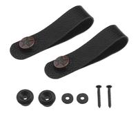 The Lord of the Tools 4 Pcs Guitar Headstock Neck Loop Hook Button Black Leather Guitar Headstock Adapter Strap And Mushroom Head Buttons Buckle for Electric Guitar Ukulele