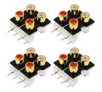 The Lord of the Tools 4Pcs 4-Pin RCA AV Socket Audio Video Connector Jack Gold-plated Contacts for Speaker Sound System