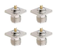 The Lord of the Tools 4Pcs SO239 Connector UHF Panel Socket Flange Connector 4-Hole Socket Panelfor Antenna Wireless LAN Equipment Coaxial Cable 25x25mm