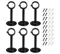 The Lord of the Tools 6Pcs Metal Curtain Pole Support Ceiling Curtain Rod Bracket Curtain Rail Brackets with Screws Expansion Tubes for Home Kitchen Shelf Closet Black