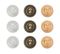 The Lord of the Tools 9pcs 20mm Lion Head Embossed Sewing Button Lion Pattern Metal Round Button Set for Blazer Suits Sport Coat Uniform Gold Silver Bronze