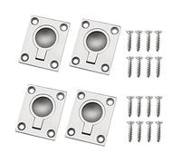 The Lord of the Tools Flush Ring Pull Handles with Mounting Screws for Marine Boat Yacht Deck Hatch Latch Drawer Door, 4pcs/Set, 49x39mm
