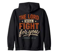 The Lord Will Fight For You Exodus 14 14 - Vintage Christian Zip Hoodie