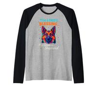 The Lords Blessing German Shepherd Dog Faith Colorful Design Raglan Baseball Tee