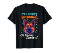 The Lords Blessing German Shepherd Dog Faith Colorful Design T-Shirt