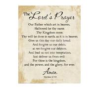 The Lord's Prayer Canvas Print, Our Father Biblical Scripture Art, Christian Wall Decor for Home, Inspirational Quote for Living Room & Church(Framed,08x12inch(20x30cm))