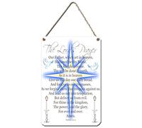 The Lords Prayer Hanging Wall Plaque. Our Father Which Art in Heaven, Hallowed Be Thy Name. 28X19CM Hanging Metal Sign. Colourful Wall Art Gift