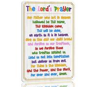 The Lord's Prayer Metal Sign Our Father Prayer Wall Decor Religious Bible Study Scripture Wall Poster for Church Classroom Girls Room Boys Bedroom - Blessed Christian Sign Gift 8 X 12 Inch