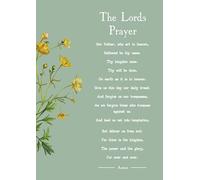 The Lord's Prayer Wall Art Print, Religious Christian Home Decor, Floral Design Sage Green. Size A4