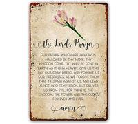 The Lord's Prayer Wall Art Vintage Metal Tin Sign Matthew - Bible Verse Poster Living Room Decorative Artwork Photo Prints Artwork Pictures Vertical for Bedroom 8x12 Inch