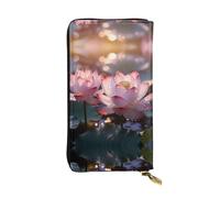 The Lotus in Full Bloom Patterned Leather Long Wallet (7.5 * 4.1 inches) | Extra Large Multi-Function Compartment | Great Gift